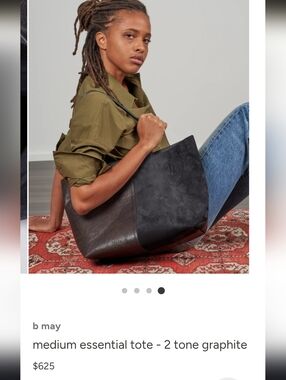 B May Leather Suede Tote Bag Shoulder Bag Two Tone Textured Designer Brown Purse